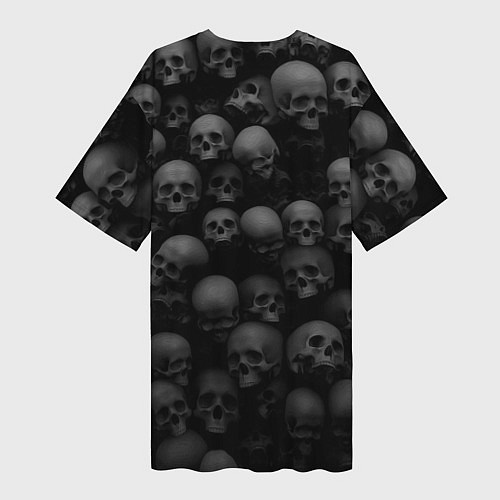 Женская длинная футболка Черепа на черном / 3D-принт – фото 2