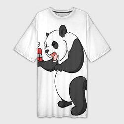 Женская длинная футболка Взрывная панда
