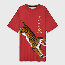 Женская длинная футболка Тигр идёт!
