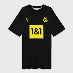 Футболка женская длинная Haaland 9 - Borussia Dortmund, цвет: 3D-принт