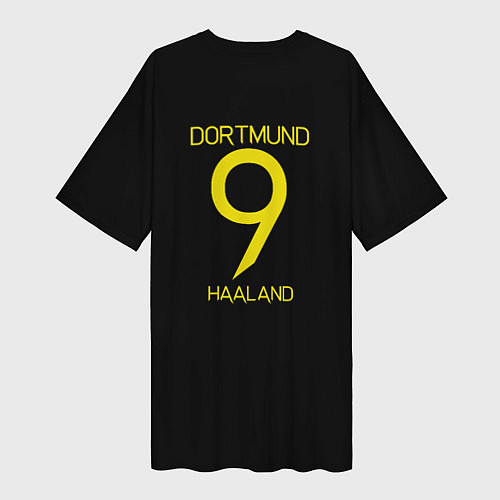Женская длинная футболка Haaland 9 - Borussia Dortmund / 3D-принт – фото 2