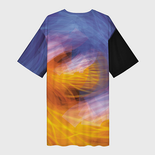Женская длинная футболка Тигр в водно-огненной стихии / 3D-принт – фото 2