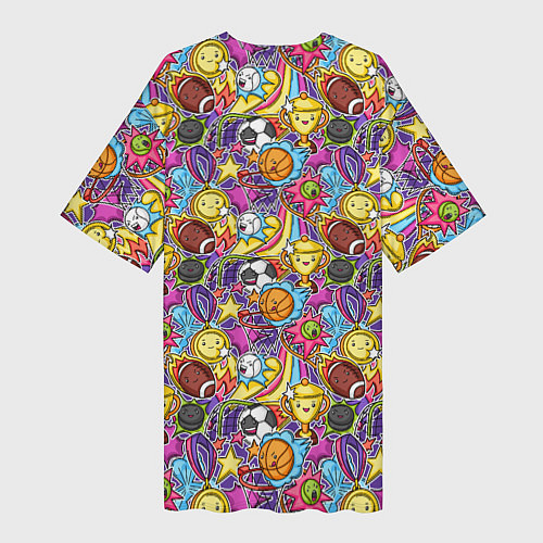 Женская длинная футболка Разный спорт в мультяшном стиле / 3D-принт – фото 2