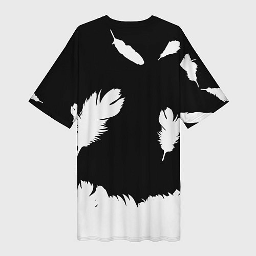 Женская длинная футболка Poppy Playtime Перья / 3D-принт – фото 2