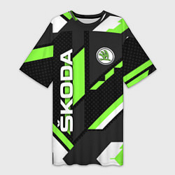 Футболка женская длинная ШКОДА ГЕОМЕТРИЯ ЛИНИИ SKODA GEOMETRY SPORT, цвет: 3D-принт