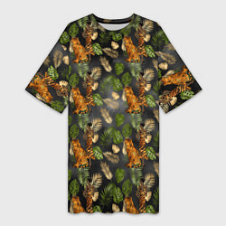 Женская длинная футболка Тропики и тигры