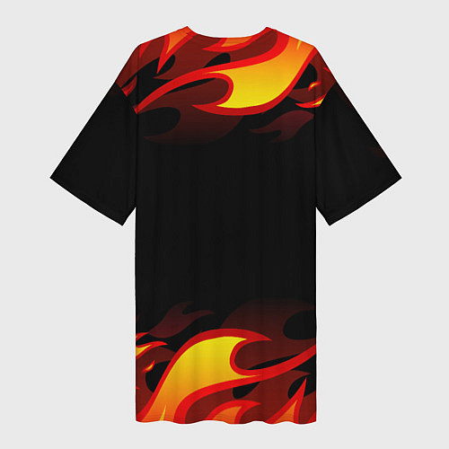 Женская длинная футболка Geometry Dash Fire / 3D-принт – фото 2
