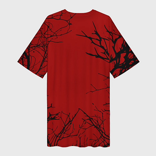 Женская длинная футболка Geometry Dash - Ветки деревьев / 3D-принт – фото 2