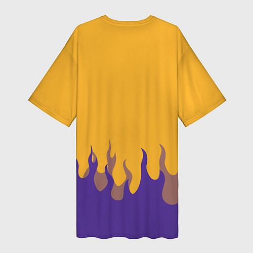 Женская длинная футболка LA LAKERS NBA FIRE ЛЕЙКЕРС ОГОНЬ / 3D-принт – фото 2