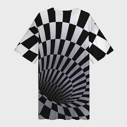 Женская длинная футболка Оптическая Иллюзия, черно-белая / 3D-принт – фото 2