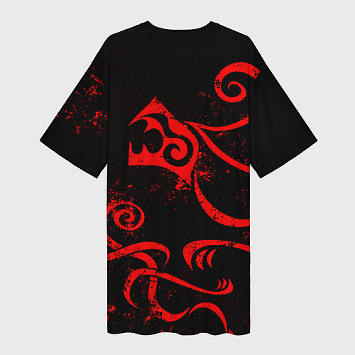 Женская длинная футболка МАЙКИ И ТАТУ ДРАКЕНА RED / 3D-принт – фото 2