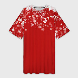 Женская длинная футболка Рождественские снежинки