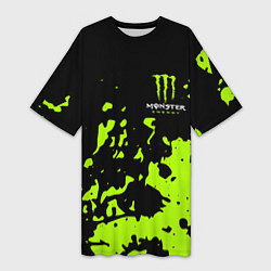 Футболка женская длинная Monster Energy green, цвет: 3D-принт