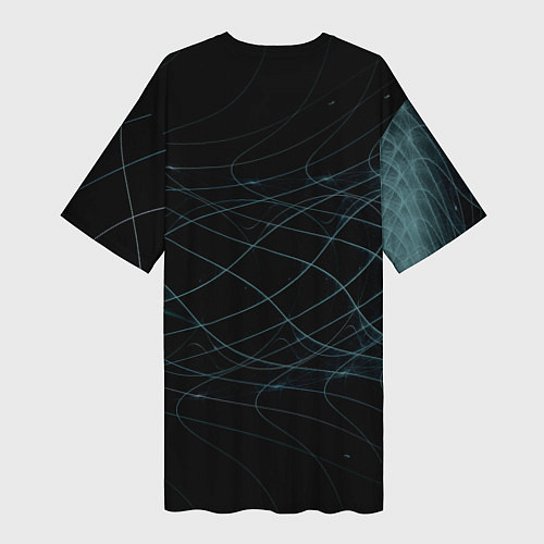 Женская длинная футболка Gravity blue line theme / 3D-принт – фото 2