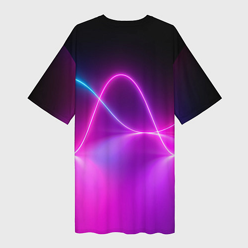 Женская длинная футболка Лучи света pink theme / 3D-принт – фото 2