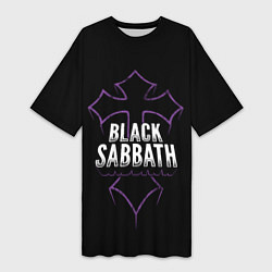 Футболка женская длинная Black Sabbat Cross, цвет: 3D-принт