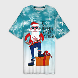 Женская длинная футболка Hipster Santa 2022