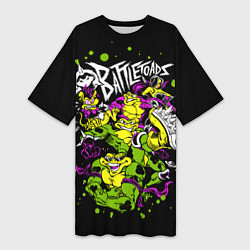 Футболка женская длинная Battletoads - Боевые Жабы, цвет: 3D-принт