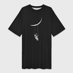 Женская длинная футболка Лунные качели dark grey theme