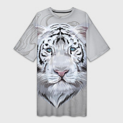 Женская длинная футболка Снежный нежный тигр