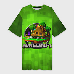 Женская длинная футболка Minecraft Logo Green
