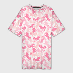 Женская длинная футболка Розовые Единороги