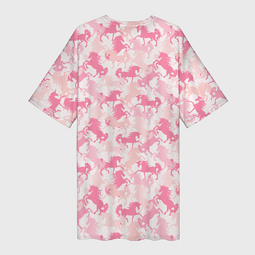 Женская длинная футболка Розовые Единороги / 3D-принт – фото 2