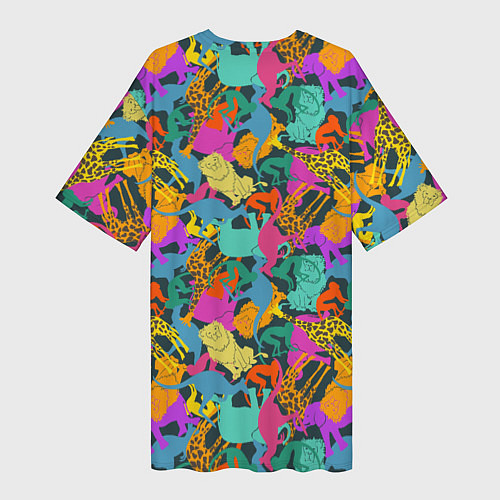 Женская длинная футболка Красочные Животные / 3D-принт – фото 2