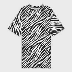 Женская длинная футболка Чёрно-Белые полоски Зебры
