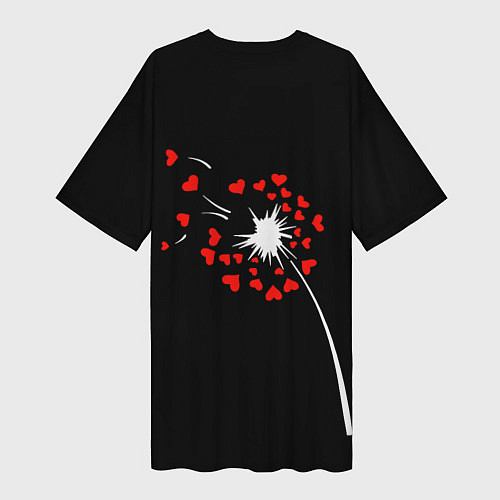 Женская длинная футболка Сердечный одуванчик / 3D-принт – фото 2