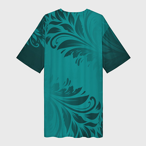 Женская длинная футболка Малахитовые листья / 3D-принт – фото 2