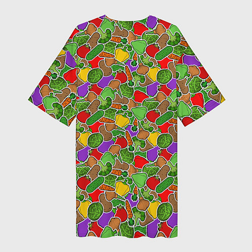 Женская длинная футболка Овощи ЗОЖ / 3D-принт – фото 2