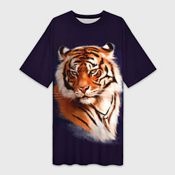 Женская длинная футболка Грозный Тигр Символ 2022 Года Tiger Beast
