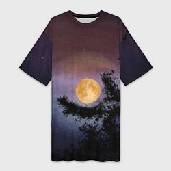 Женская длинная футболка Night sky with full moon by Apkx
