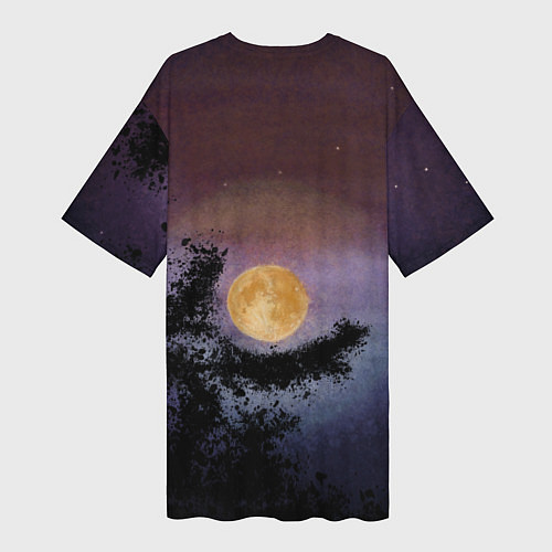 Женская длинная футболка Night sky with full moon by Apkx / 3D-принт – фото 2