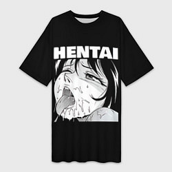 Женская длинная футболка HENTAI девочка ahegao