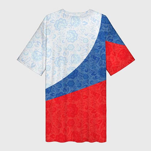 Женская длинная футболка RUSSIA SPORT STYLE РОССИЯ СПОРТИВНЫЙ СТИЛЬ / 3D-принт – фото 2