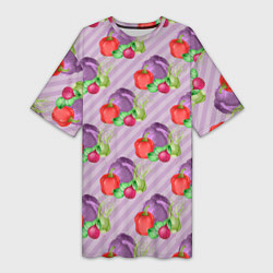 Женская длинная футболка Овощной микс Vegan