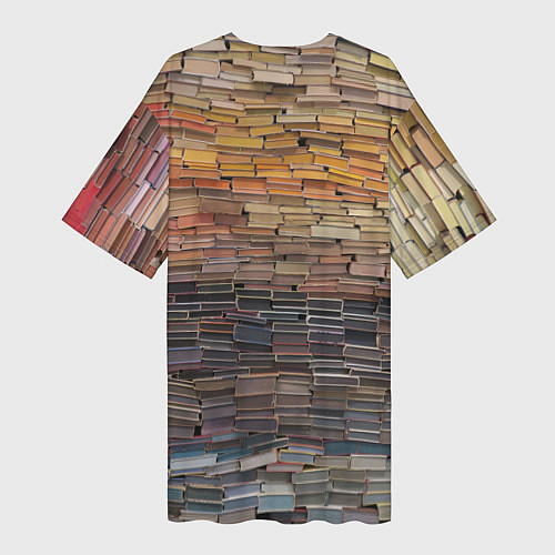 Женская длинная футболка Книжные кирпичики знаний / 3D-принт – фото 2