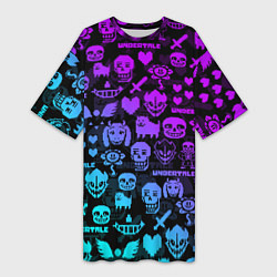 Женская длинная футболка UNDERTALE NEON PATTERN УЗОР