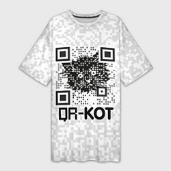 Женская длинная футболка QR код котик