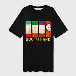 Футболка женская длинная South Park - Южный парк главные герои, цвет: 3D-принт