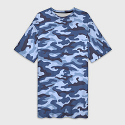 Женская длинная футболка Синий Камуфляж Camouflage