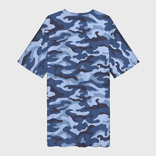 Женская длинная футболка Синий Камуфляж Camouflage / 3D-принт – фото 2