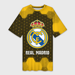Футболка женская длинная РЕАЛ МАДРИД Real Madrid Графика, цвет: 3D-принт