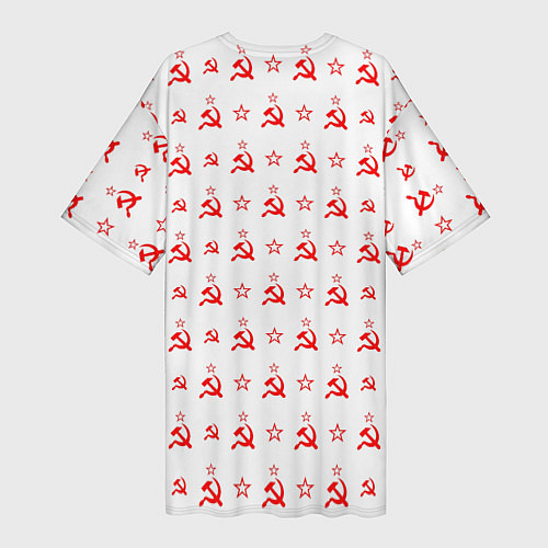 Женская длинная футболка Серп и Молот СССР на белом фоне / 3D-принт – фото 2