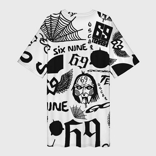 Женская длинная футболка 6IX9INE - Pattern / 3D-принт – фото 2