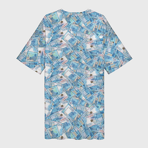 Женская длинная футболка 2000 Рублей банкноты / 3D-принт – фото 2