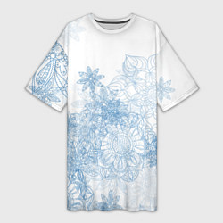 Женская длинная футболка Коллекция Зимняя сказка Снежинки Sn-1