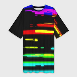 Женская длинная футболка Color fashion glitch